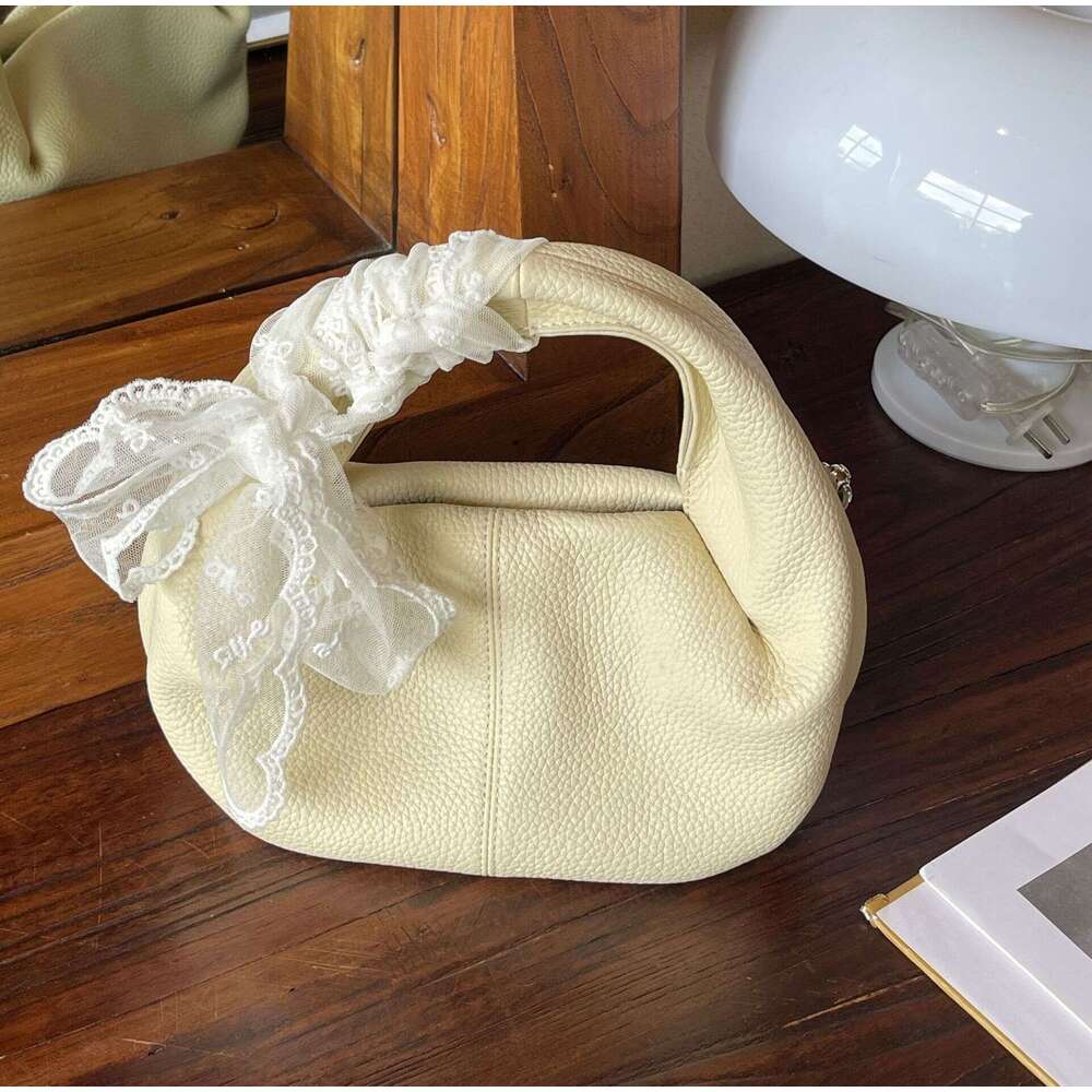 Mm Women's Bags Niche Handbag New Cloud Baotou Layered Leather Folded Dumpling Versatile Crossbody Bag Female Sweet Style