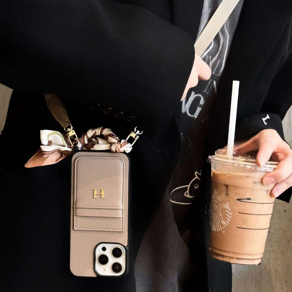 Compatible with Apple 17 Pro Crossbody Dual Card Slot Phone Luxury 14 Women's Full Coverage Protective Case 12/Simple Anti-drop