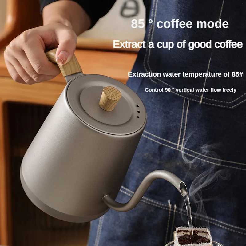 220V Gooseneck Electric Coffee Kettle Hand Brew Coffee Pot 1000W Slender Mouth Pot Temperature Control Water Jug Teapot Y251114