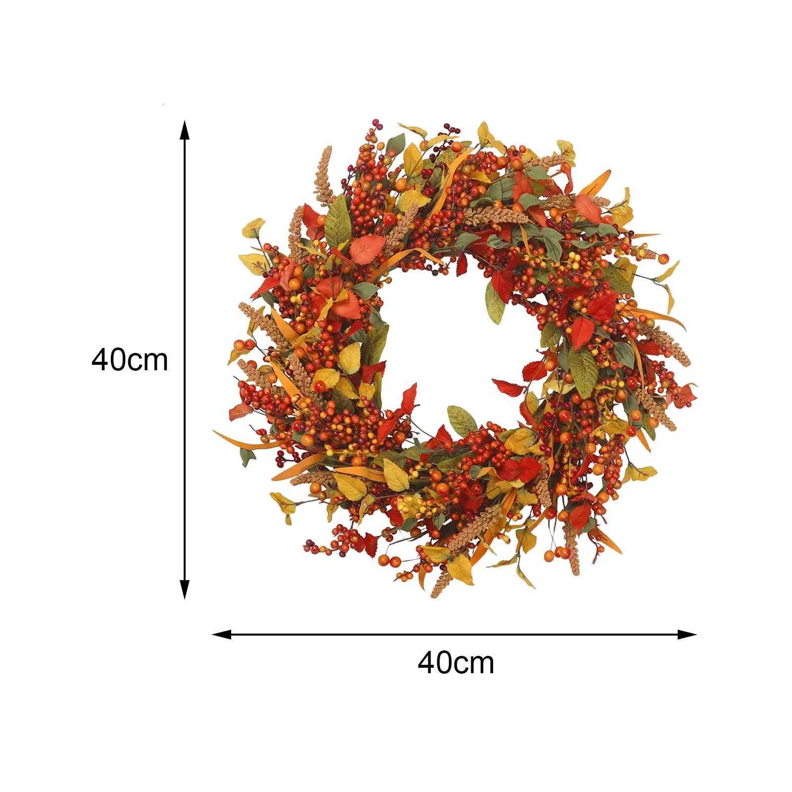 Artificial Fall Wreath Harvest Wreath Garland Thanksgiving Halloween Home Door Hanging Decorations For Celebration Home OfficeM251115
