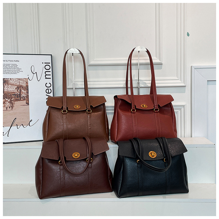 2024 Genuine Leather Versatile Women's Briefcase Crossbody Handbag, 240830