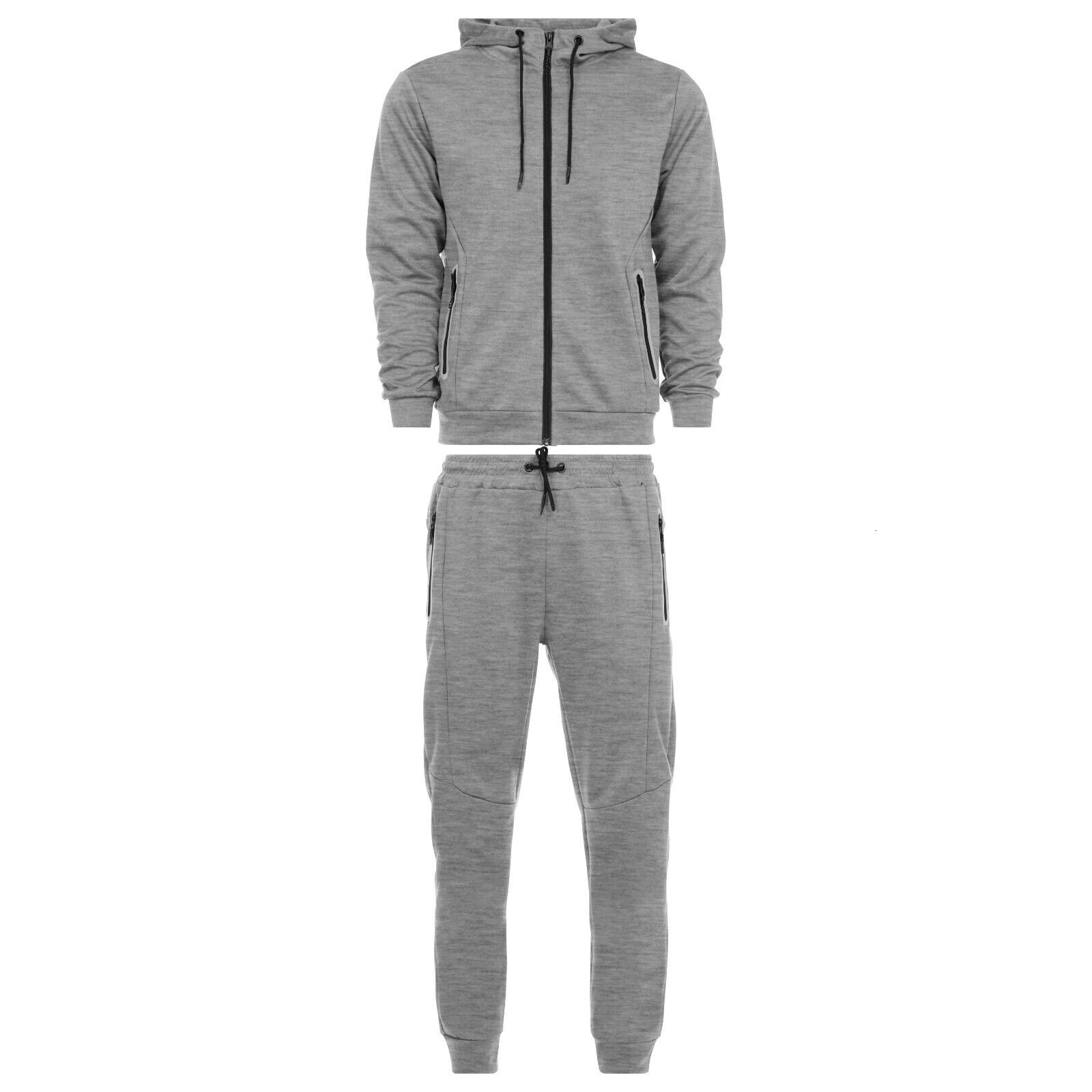 Track Men's Tech Suit Zip Hoodie Sweatshirt & Jogger Set With Zippered Pockets &