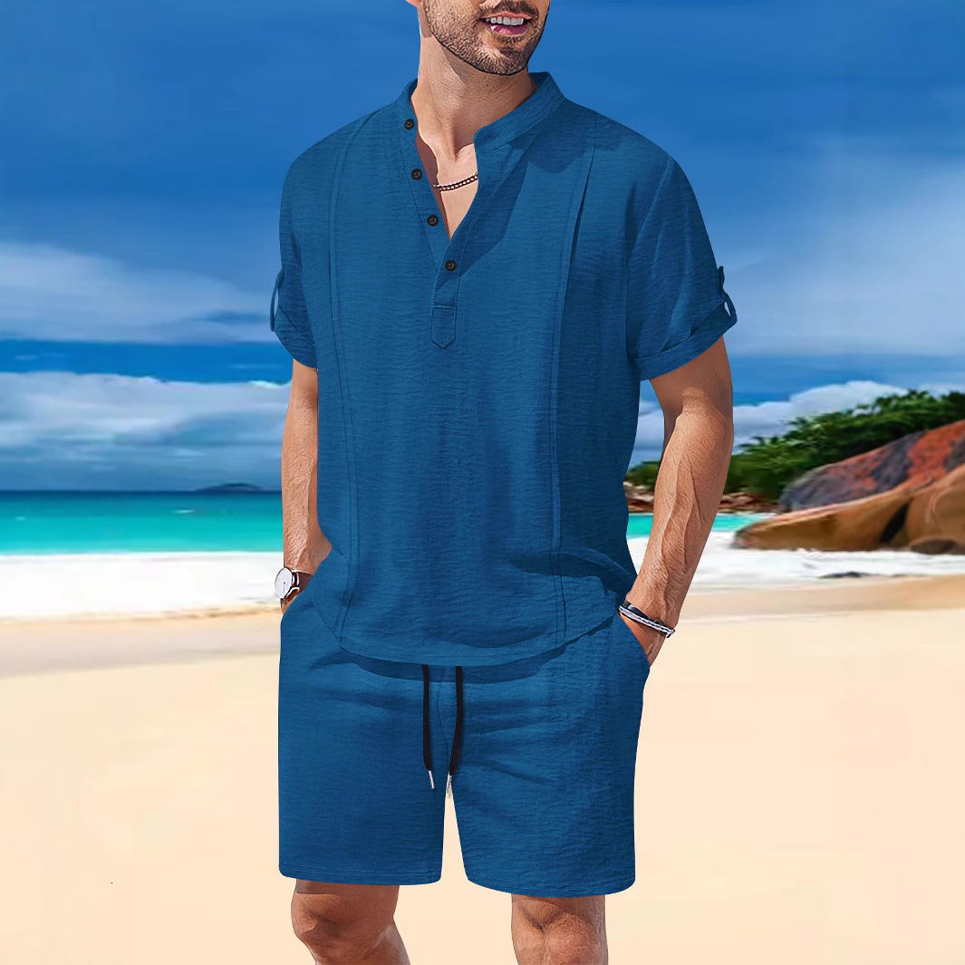 Summer new mens short sleeved T-shirt shorts casual mens sports suit