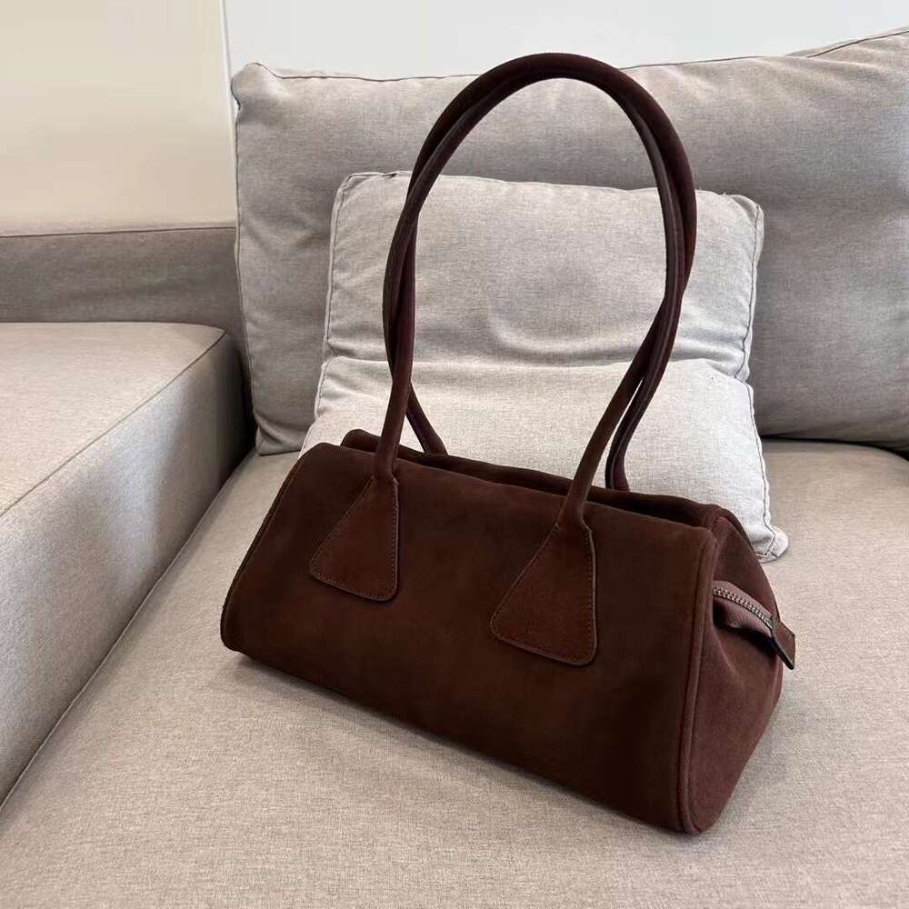 Mm Women's Bags Single Shoulder Armpit Baguette New Suede Pillow Premium French Triangle Genuine Leather Women's Bag
