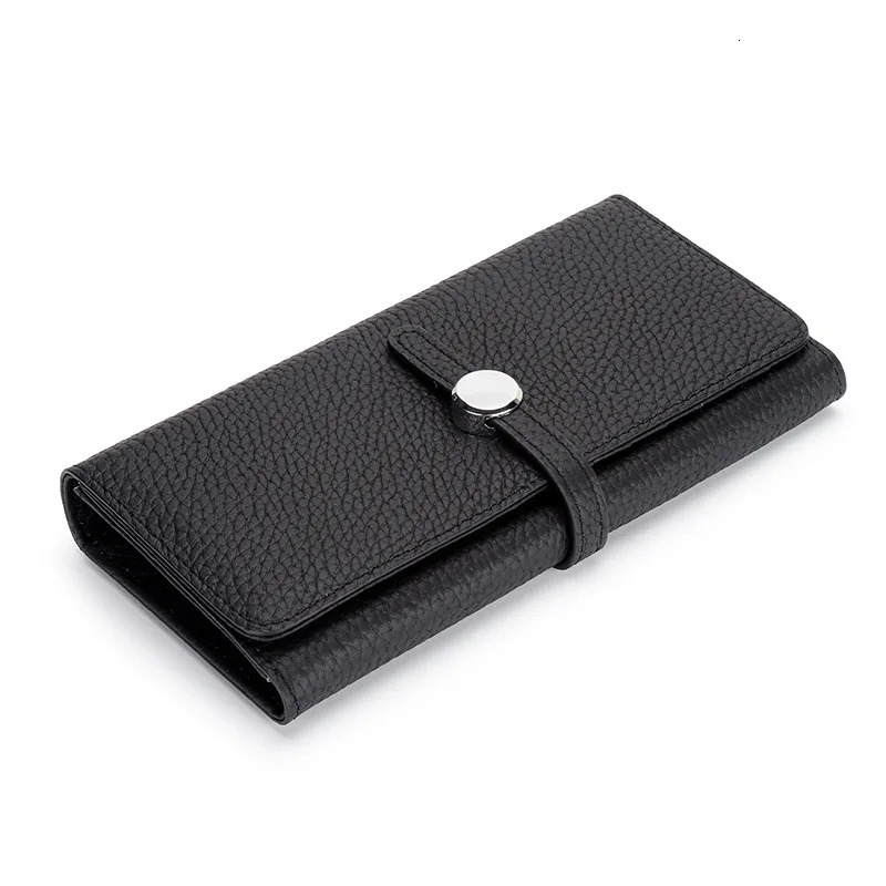 Leather long womens large capacity wallet soft cowhide womens clutch phone bag ultra-thin wallet elegant card holder 250410
