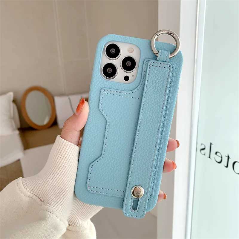 Cute Card Slot Bag Wristband Phone Holder Case For iPhone 14 13 12 11 Pro Max X XR XS Max 7 8 Plus Soft Leather Cover Stand Ring J251202