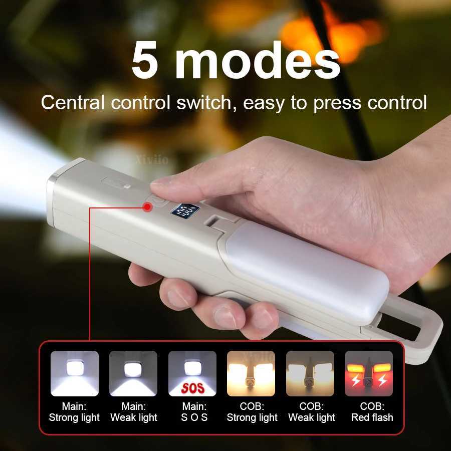 LED Protable Rechargeable Camping Light Tent Chandelier Ultra Long Life Multi-function Flashlight Folding Hand Lamp M251115