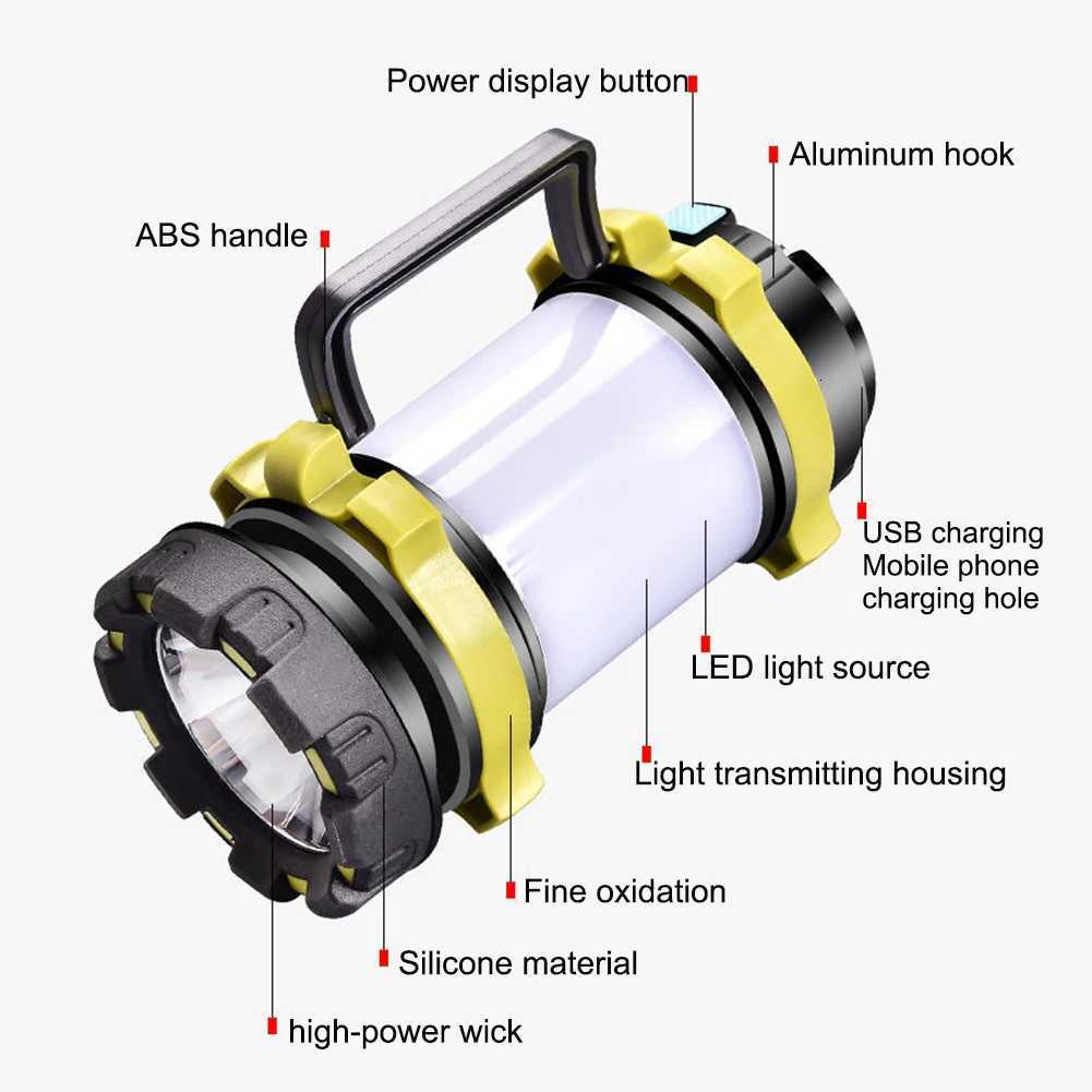 Portable Camping Light 3000mAh Capacity Power Bank Torch Light LED Lanterns Waterproof Outdoor Tent Light Rechargeable Flashligh M251115