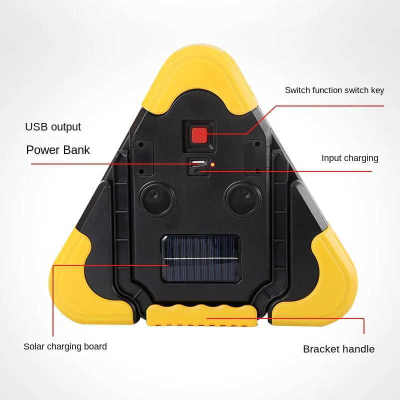 3-in-1 Solar Emergency Triangular Warning Light Safety Emergency Breakdown Alarm Lamp Portable Solar Light for Camping Working M251115