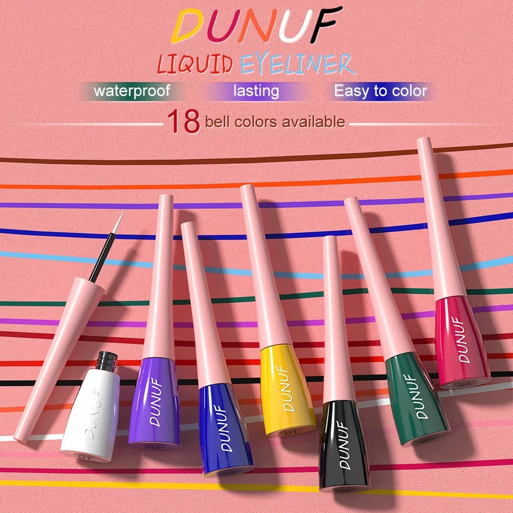 18 Colors Colorful Liquid Eyeliner Cement Gray Waterproof Long-Lasting Quick-Dry No Blooming Blue Purple Eye Liner Pen Cosmetics 250414