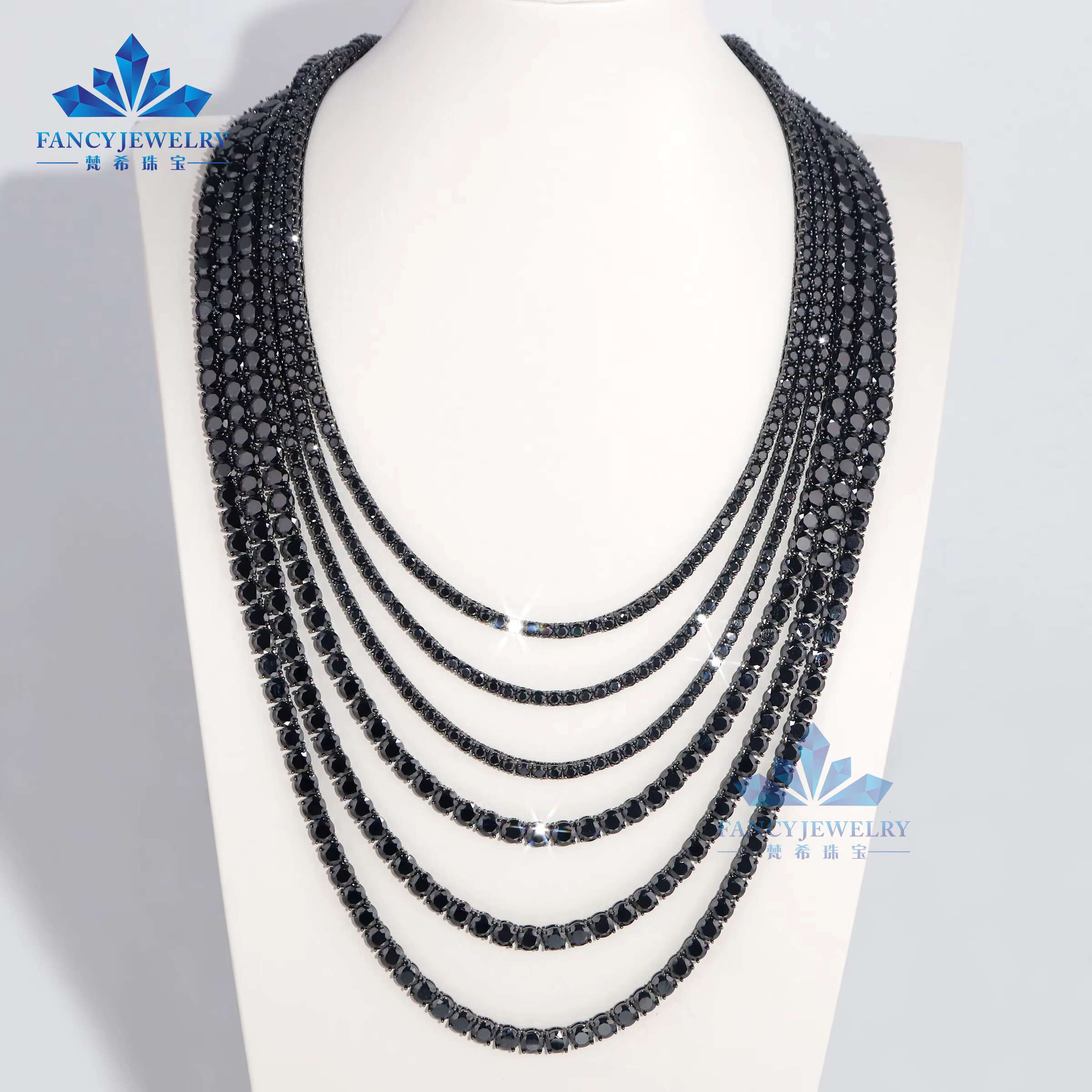 Black Moissanite Stylish New Arrival Fashion Femme Design 925 Silver VVS Moissanite Diamond Iced Out Tennis Chain Bracelet