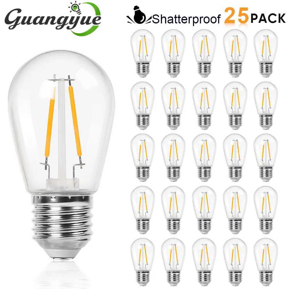 Shatterproof S14 Replacement Light Bulbs 1W 2W E27 Retro Edison Bulbs 220V 110V 2700K for Waterproof IP44 Outdoor String Lights C251115