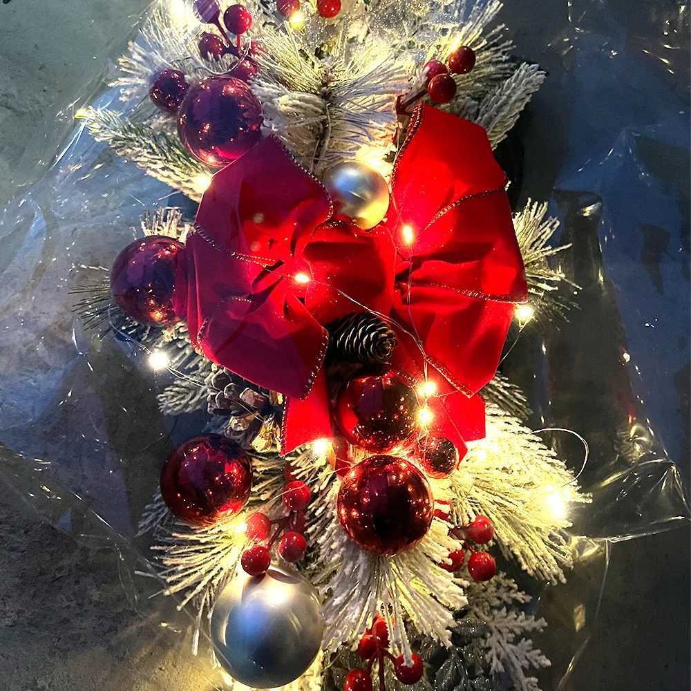 Christmas Wreath Pendants Stairway Hanging Stairs Garland Xmas Decor Window Front Door Wall Wreath for Navida Pine/Bow PendantM251115