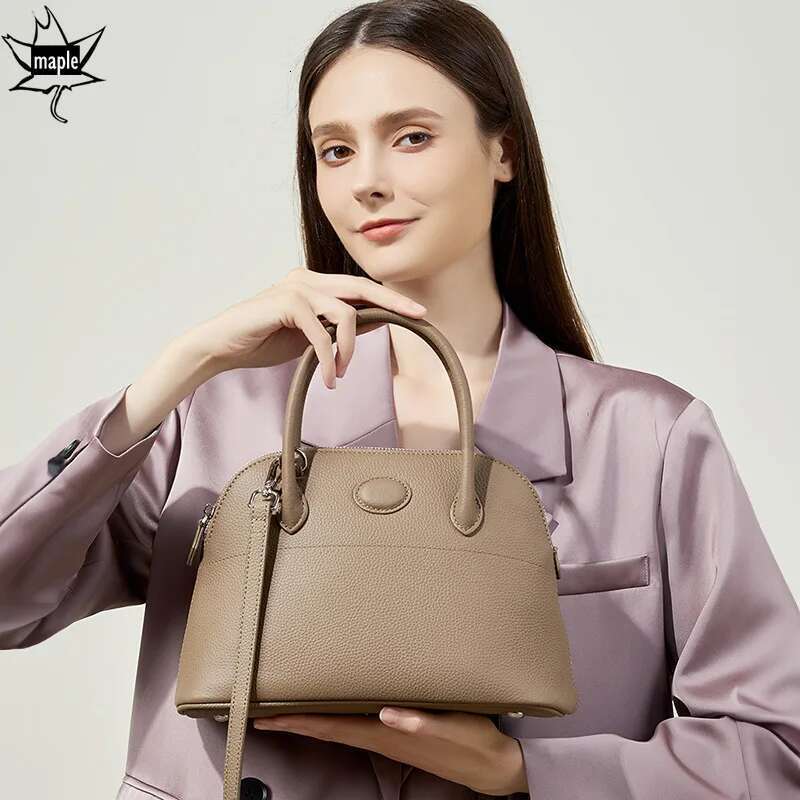 Designer Bag New Simple Fashion Shell Tote Leisure High-End Cowhide Leather Women's Handbag Business Office Lady Shoulder Bag Kakhi
