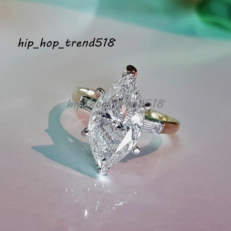 18K Solid Gold 3.0ct Marquise Cut Lab Grown Diamond Solitaire Women Engagement Ring Victorian Wedding Gold Ring