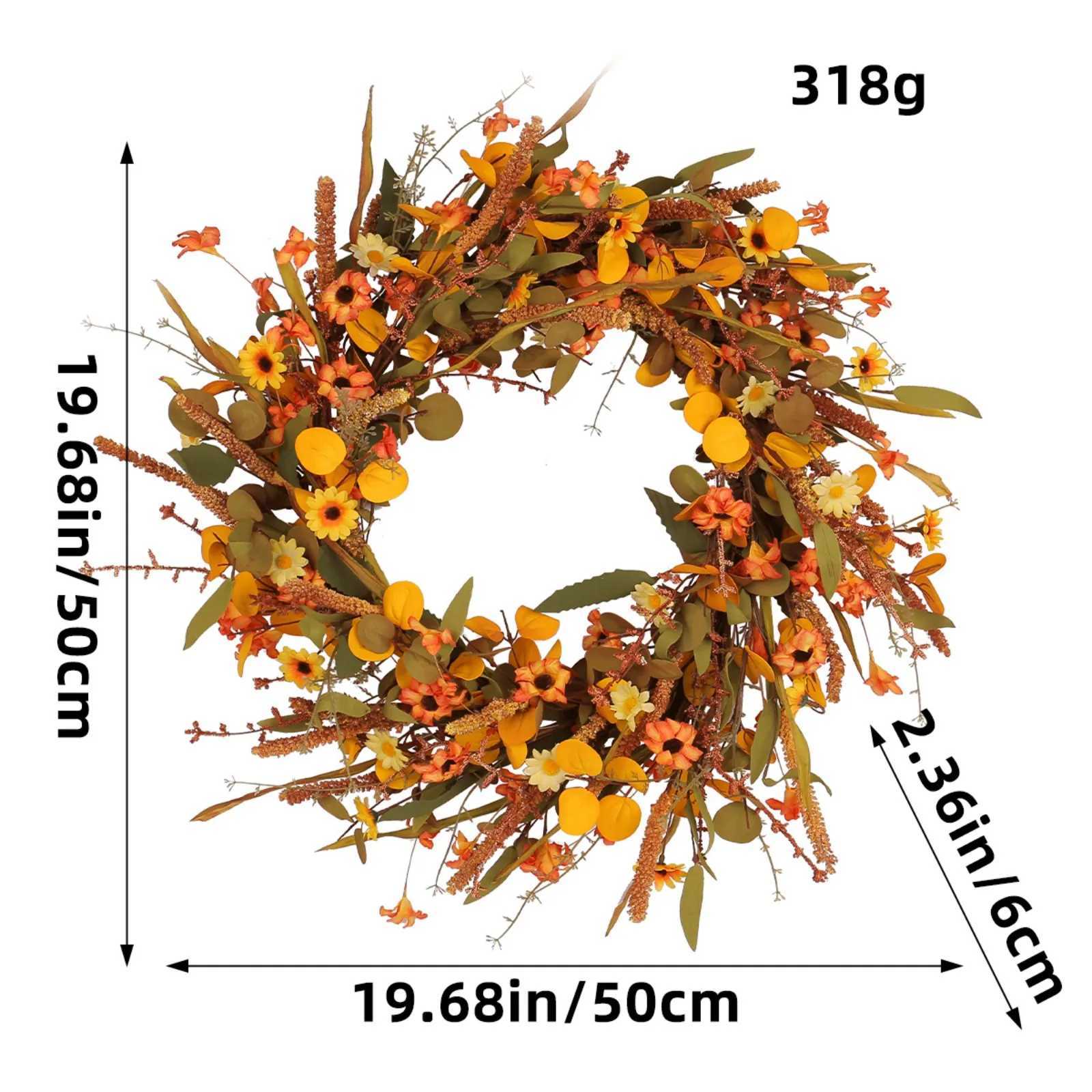 Hydrangea Wreath Door Hanging Simulation Flower Style Wall Autumn Decor Artificial Flower Wreath Festival Halloween Door WreathM251115
