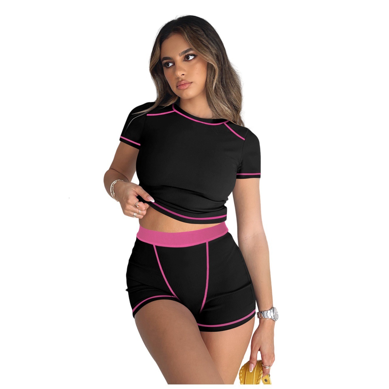 Womens Tracksuits Two Pieces Ser 2025 New Fashion And Casual Thread Contrast Sportwear 3 Colors