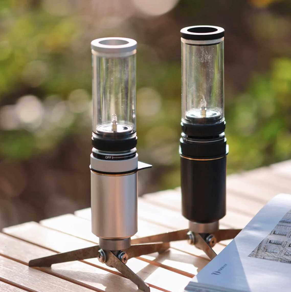 Portable Camping Gas Lamp Outdoor Windproof Candlelight Lantern Adjustable Camp Atmosphere Light Storage Box Camping Accessories M251115