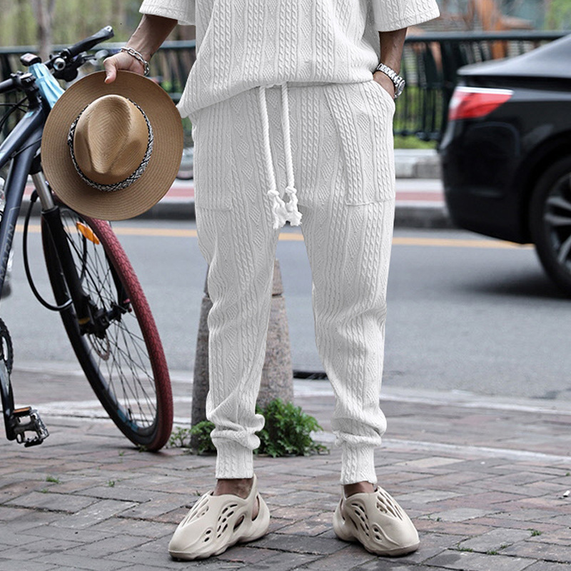 2025 Spring and Autumn New Casual Loose Jacquard Knitted Leg Tight Men's Sports Pants
