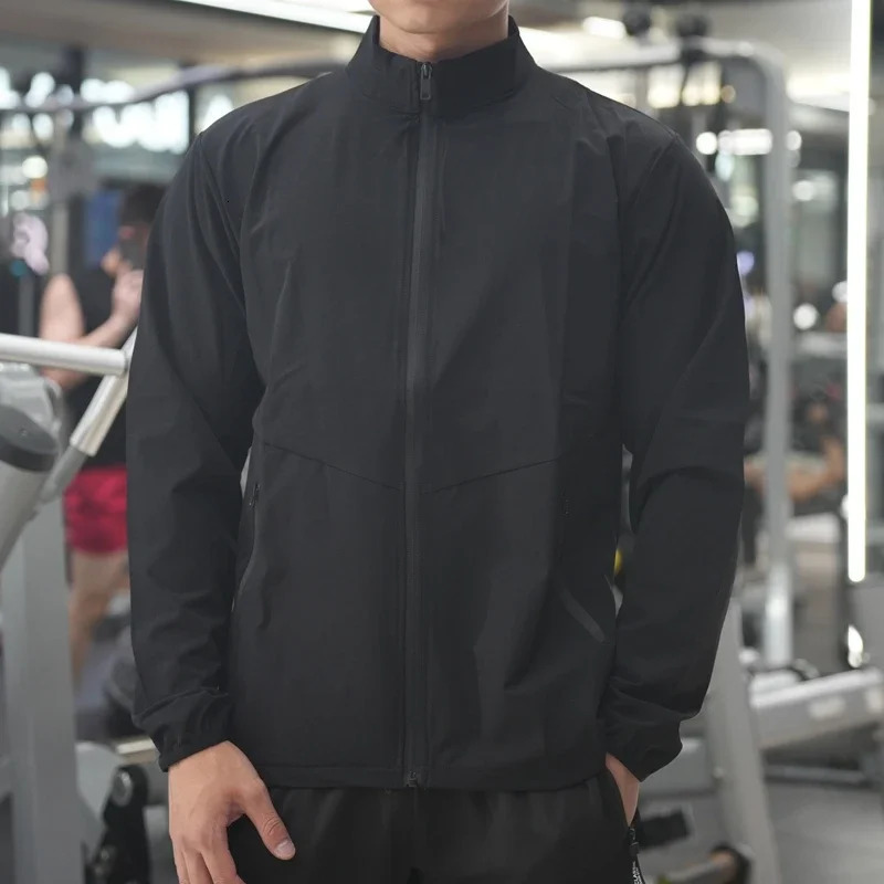 Men Fitness Running Jacket Spring and Autumn Gym Outerwear Loose Casual Jogging Outdoor Stand-up Collar Tracksuit Sportswear 250408