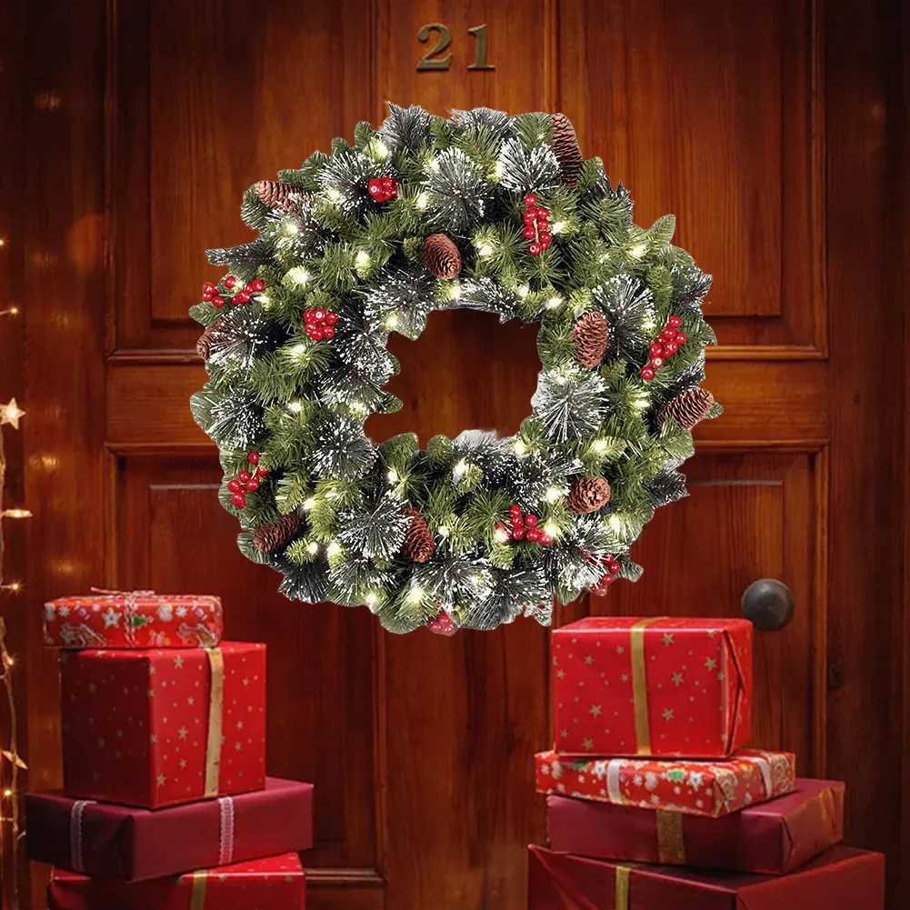 Christmas Advent Wreath Decorative Lighting Holiday Art Wreath Festival Theme Multifunctional for Door Window FireplaceM251115