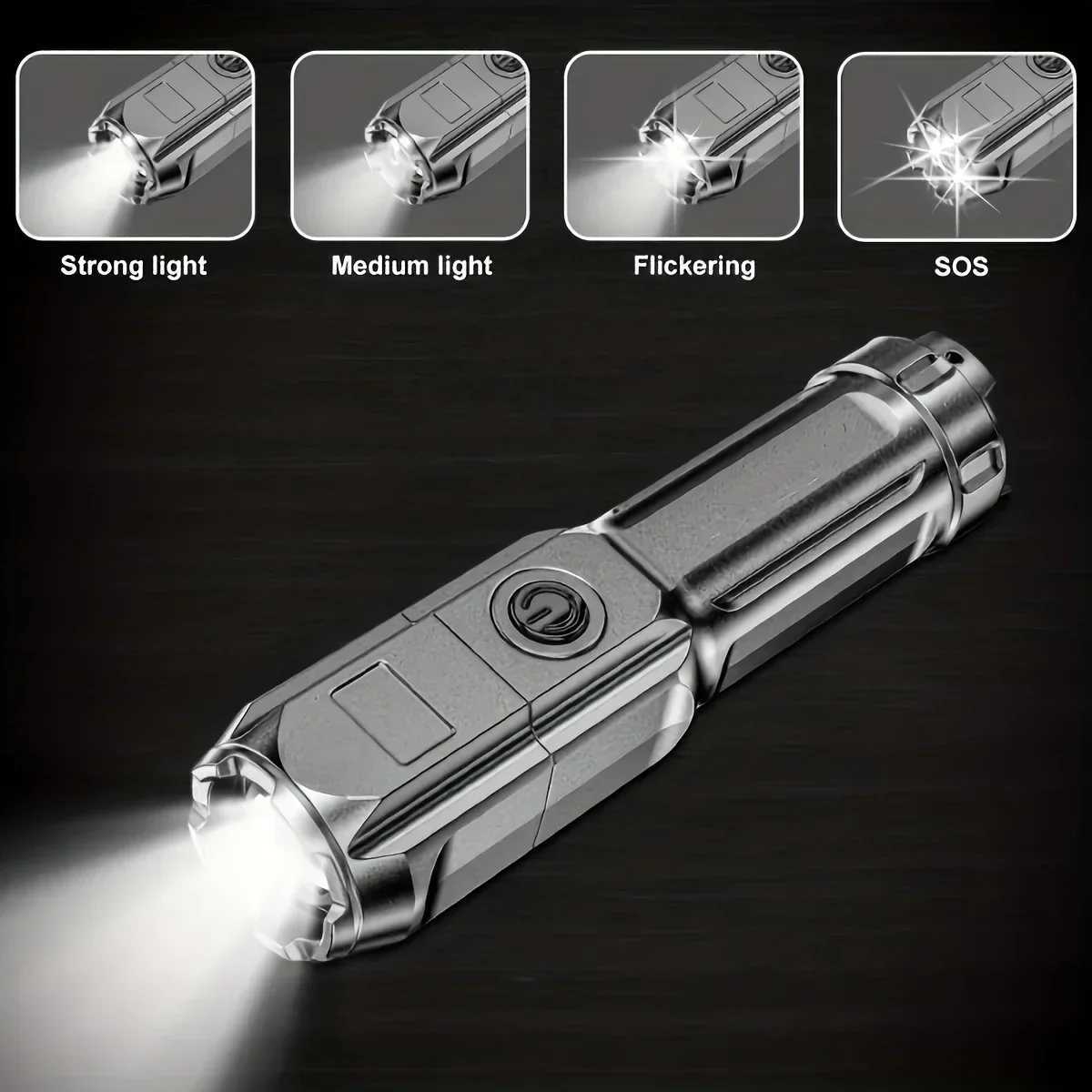 4 Lighting Mode Super Bright LED Flashlights Telescopic Zoom Tactical Torch USB 18650 Long-Range Waterproof Camping Flashlight M251115