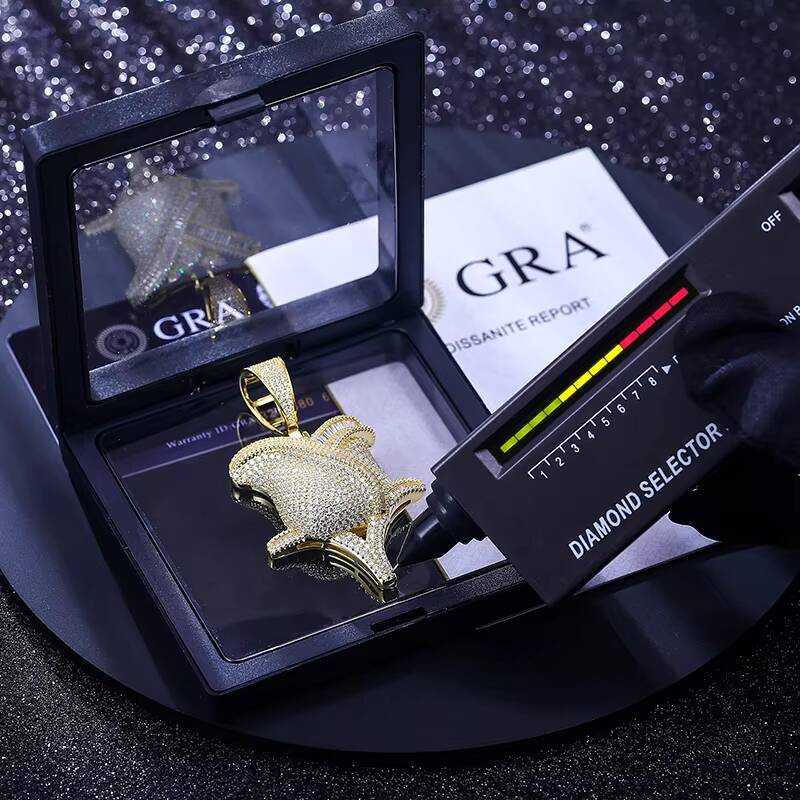 Dropshipping Moissanite Iced Out Rose Flower Pendant Pass Diamond Tester 925 Silver Men Bling Hip Hop Jewelry