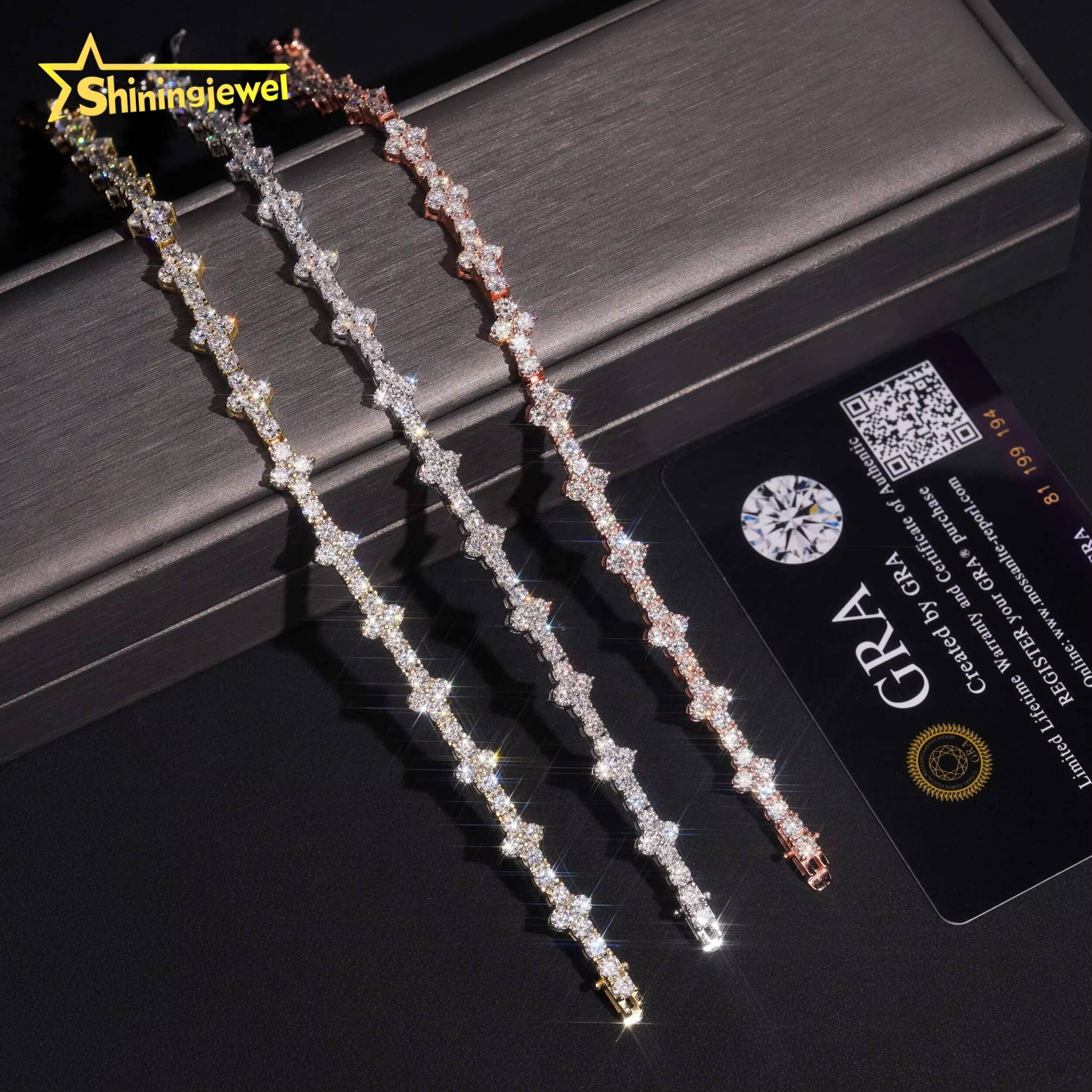 Wholesale Price Fashion Jewelry 925 Sterling Silver 3mm VVS Moissanite Cross Tennis Bracelet