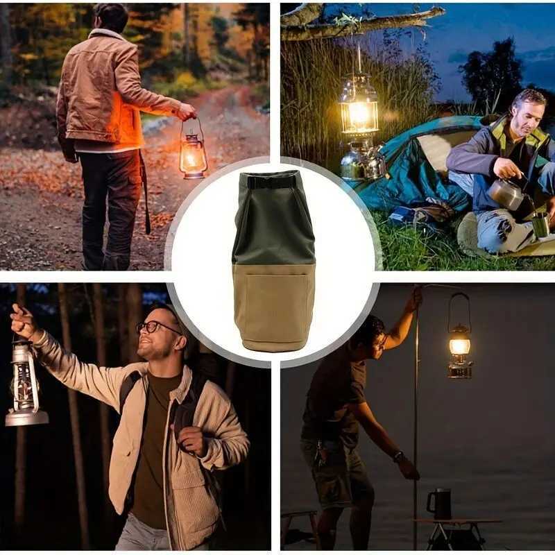 Canvas Tool Pouch Kerosene Lamp Storage Bag Horse Oil Lamp Buggy Bag Travel Bottle Bag Anti-scratch Canvas Oil Lantern Storage C M251115