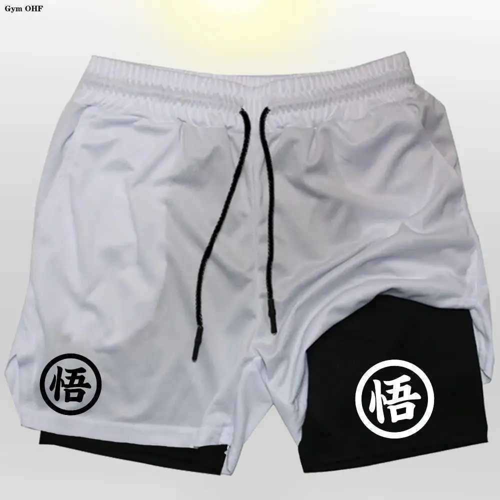 New Arrival Goku Anime Running Shorts Mens Fitness Gym Training 2-in-1 Sports Shorts Quick Drying Exercise Slow Running Double Layer Shorts Z250415