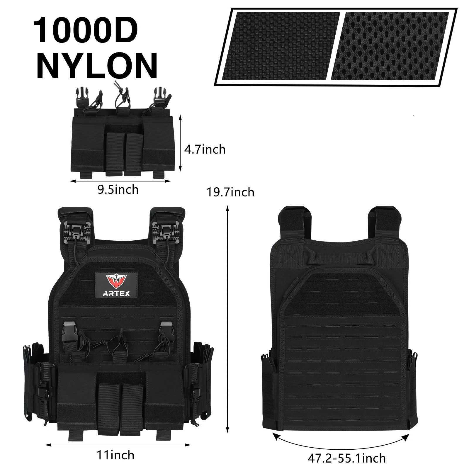 ARTEX CAMO Light Weight Quick Release Combat Plate Carrier 1000D Nylon Molle Tactical Vest Hunting XJ251114