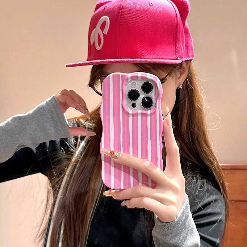 Fashion Glossy Double Color Stripes Case for iPhone 12 13 14 15 16 17 Pro Max 17 Air Color Collision Ultra Thin Shockproof Cover J251202
