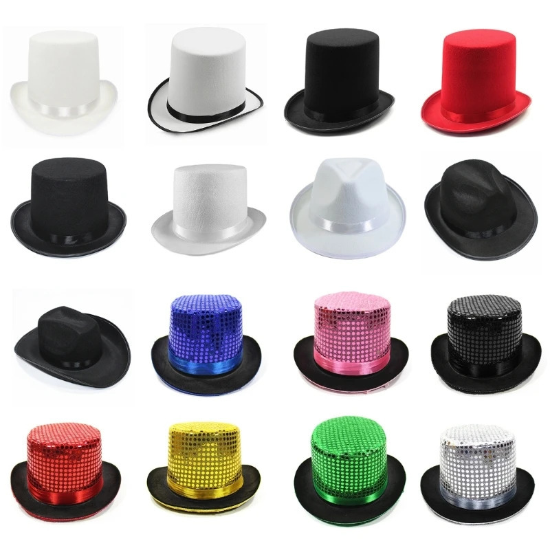 Magician Top Hat Jazz Fedora hat Bowler Top Hat Jazz hat Pork Pie Hat Jazz Fedora hat Sequin Top Hat Ringmaster Hat 250407