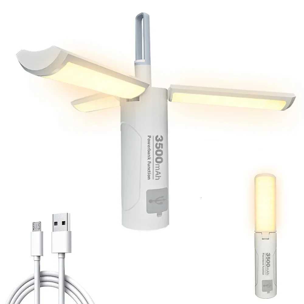 COB LED Camping Lamp Rechargeable Three Leaf Lighting Work Light Portable Outdoor Emergency Torch Mobile Power Supply M251115