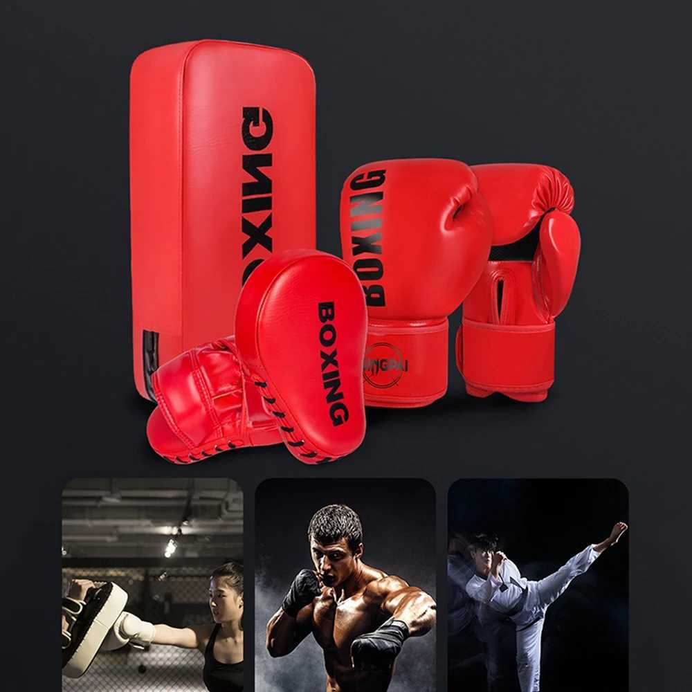 Boxing Letter Print Training Gloves with Taekwondo Kick Pads Martial Arts Club Karate MMA Hand Target Professional Training Set Z251112