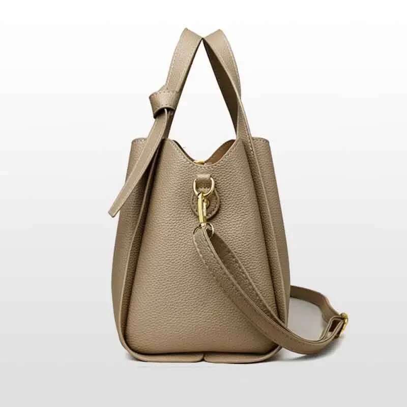 Versatile Bucket Shoulder Women Designer PU Leather Messenger Crossbody Bags Ladies Casual Solid Color Purse Handbag