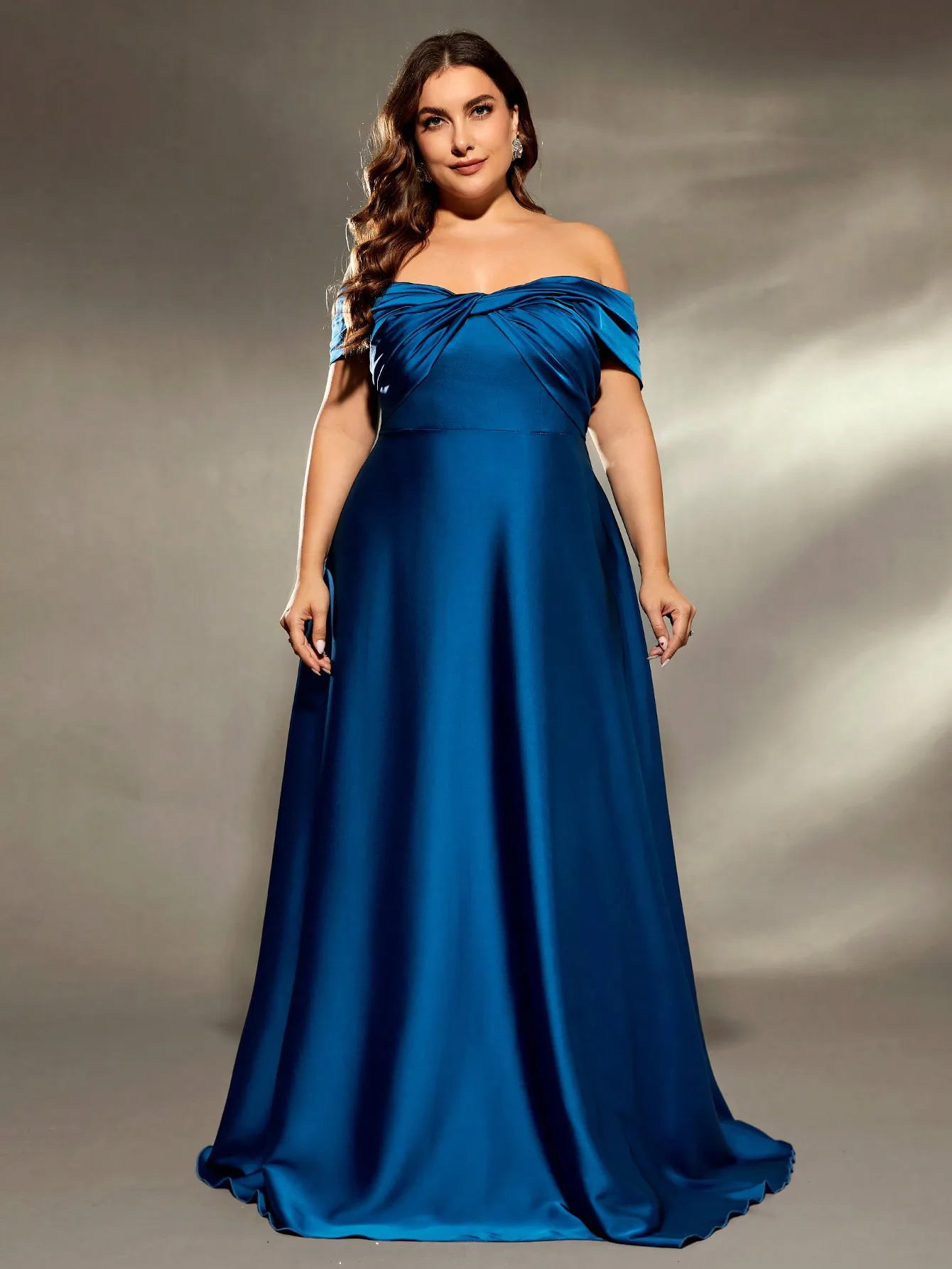 Mgiacy plus size collar irregular serial port satin full dress evening gown party bridal 250407