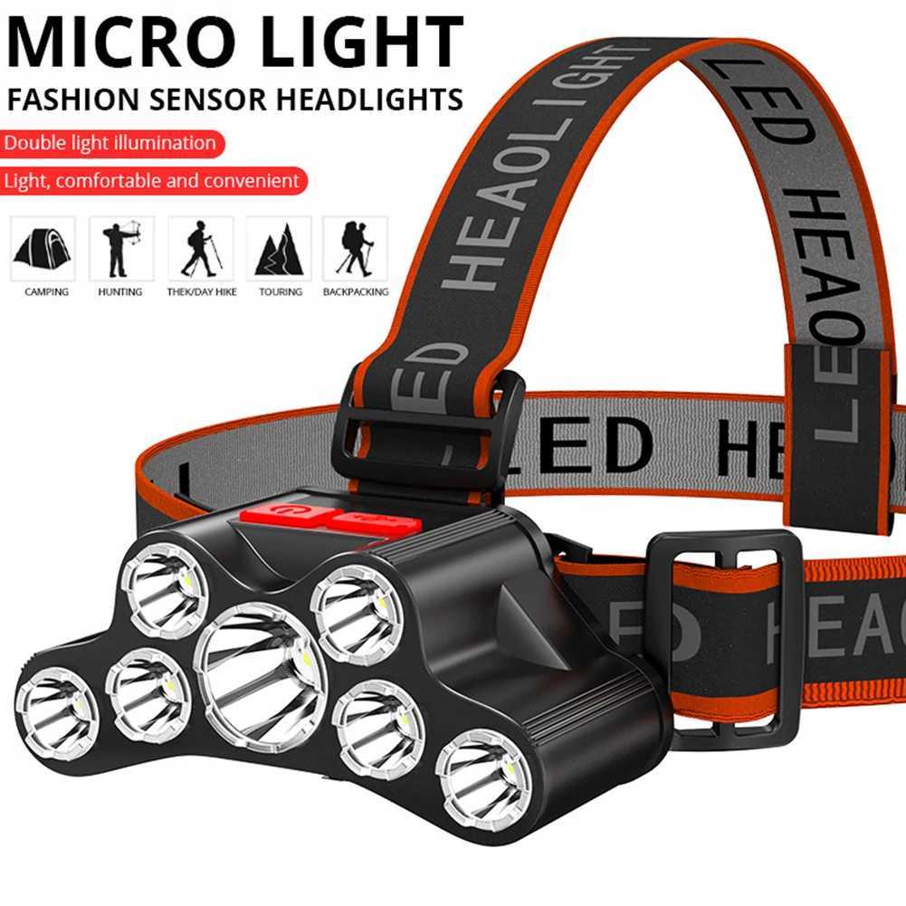High Brightness Head Light 7 LED Flashlight USB Rechargeable 300LM Torch Cycling Light Waterproof Camping Hiking Headlamps M251115
