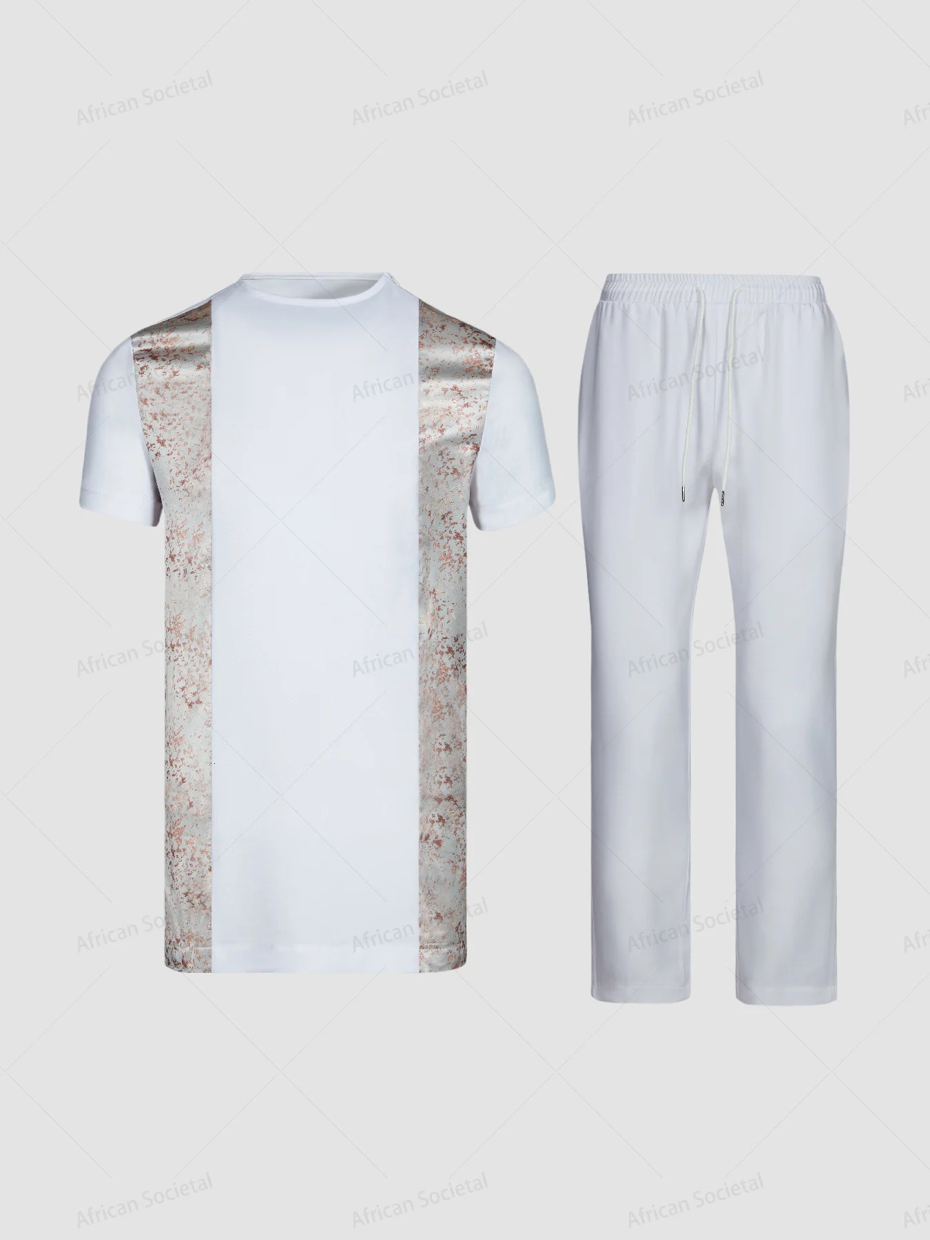 African mens traditional short sleeved suit Nigeria summer African fashion mens T-shirt polo shirt 2-piece set 250410