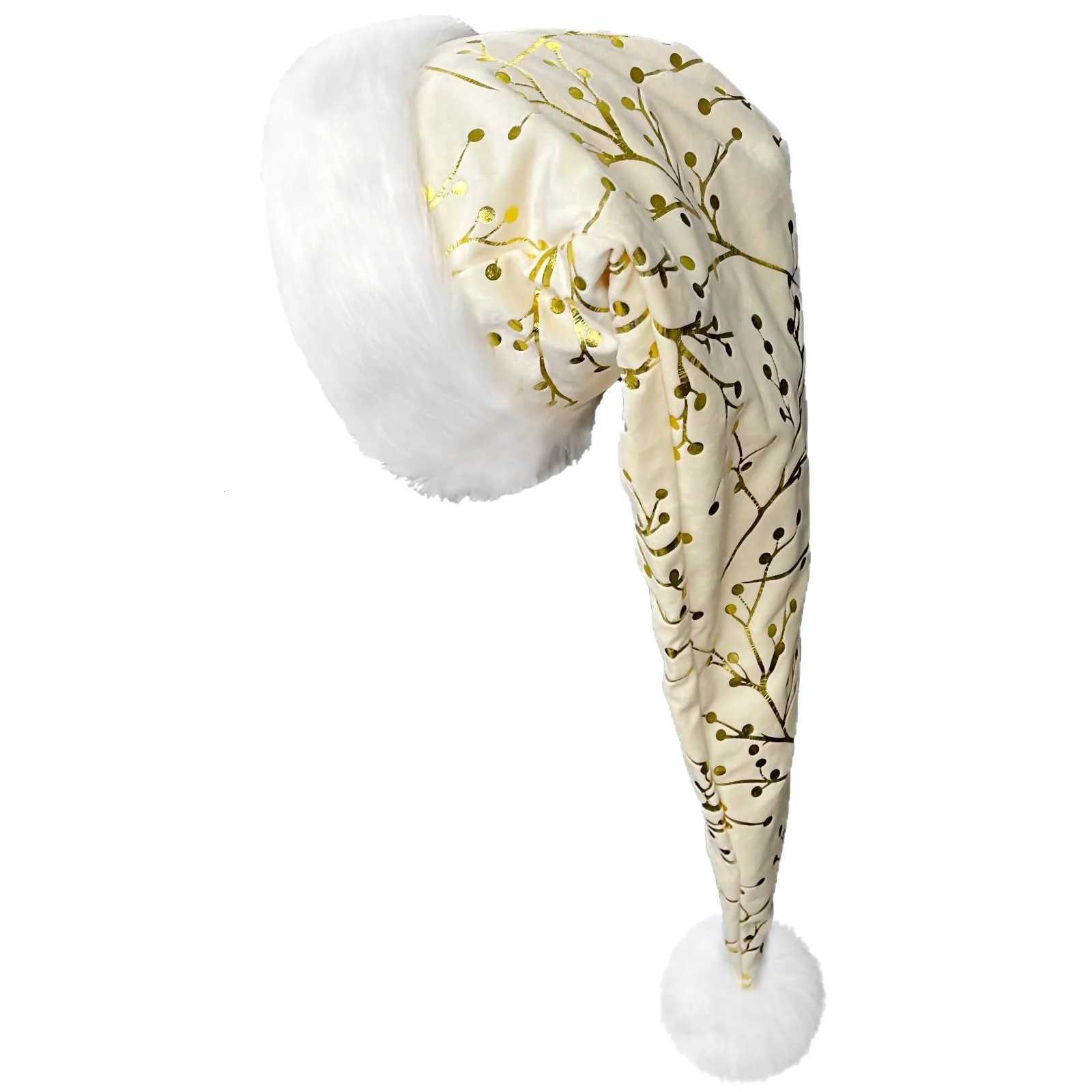 Extended Christmas Hat with Imitation Gold-Stamped Pattern Christmas Party Costume Matching Santa Hat Shooting Props Accessories Y251115