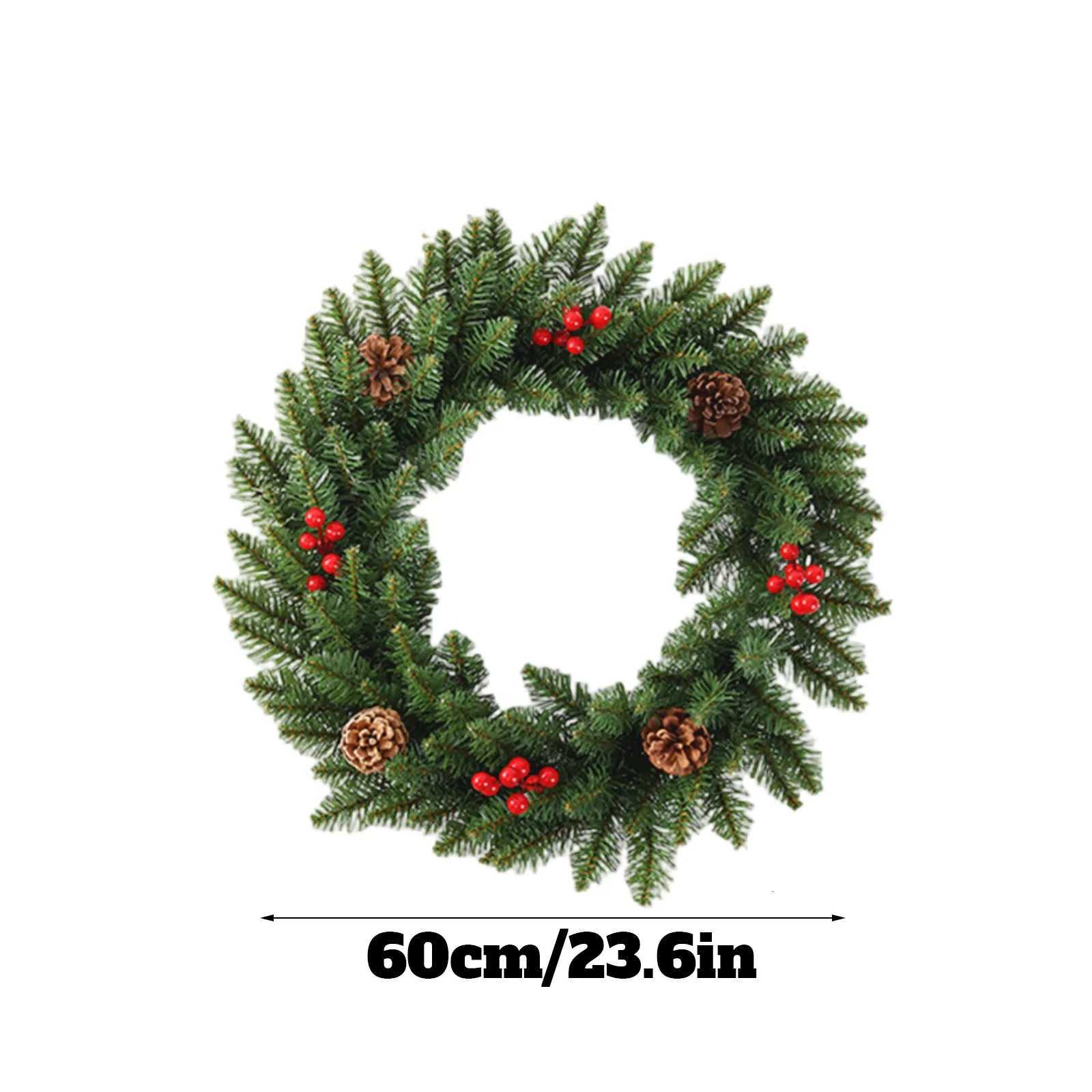 60cm Christmas Wreath Artificial Flower Decoration Wreath Door Hanging Wall Hanging With Lightstrip Suministros NavideOsM251115