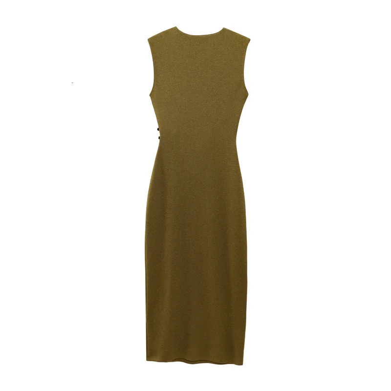 Womens Spring 2025 Olive Green Midi Dress Debuts and Elegant 250324