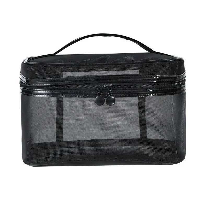 Black mesh makeup bag womens transparent makeup bag small portable storage bag travel toilet towel organizer bagXJ250415