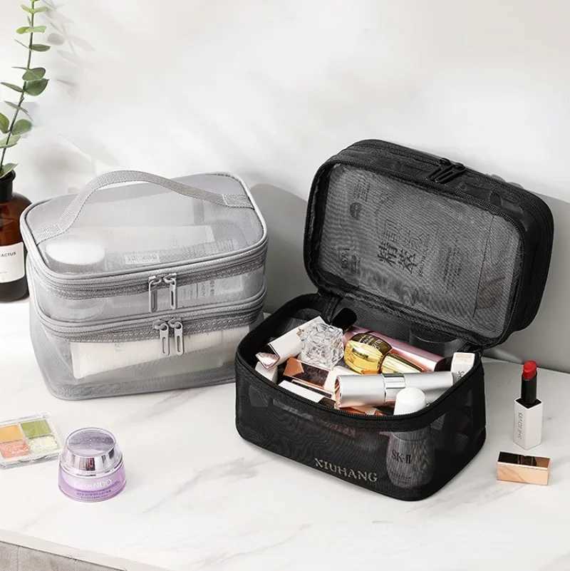 Womens transparent mesh is an ideal choice for cosmetic makeup and toilet kits suitable for successful travel sales makeup organizer bagsXJ250415