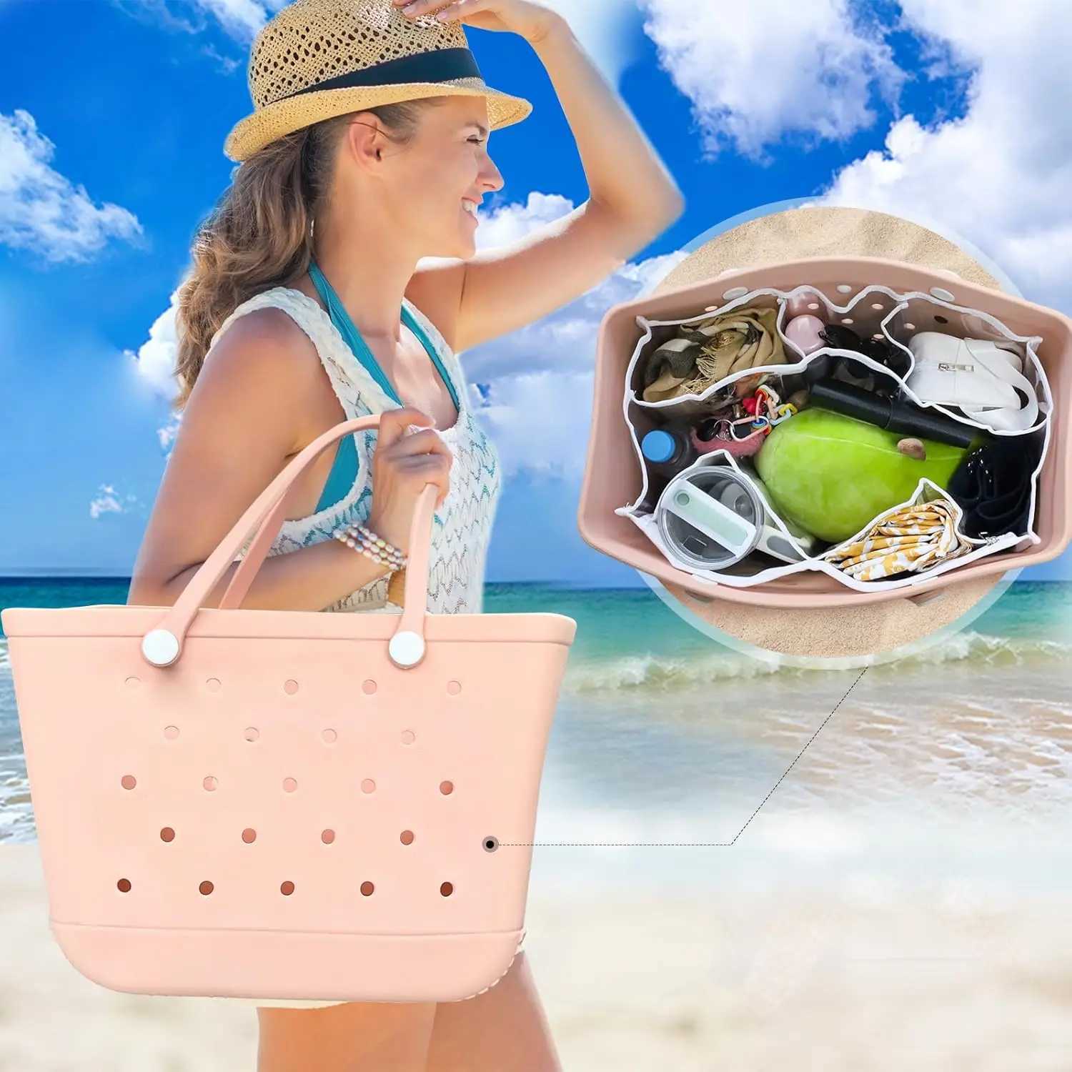 Beach bag organizer waterproof beach bag beach handbag organizer adult female size 36 * 30 * 12.5cm W250415