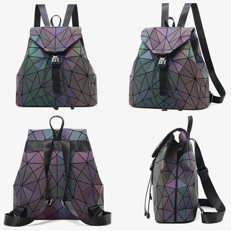 Fashion Luminous Women backpack Drawstring folding backpack Triangle Sequin Backpack for Reflective strip Female student bagW251114