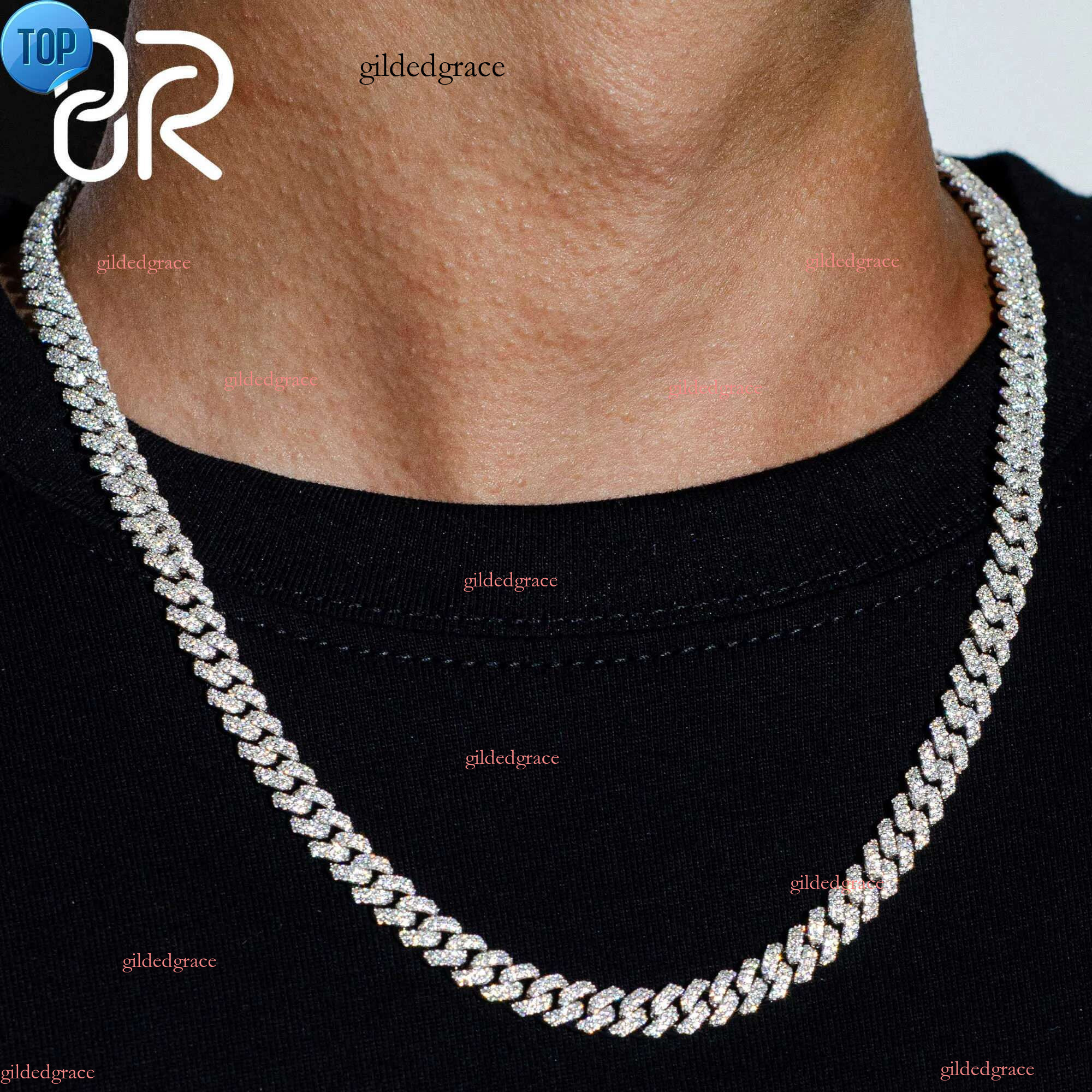 necklace moissanite chain Custom Pass Dia Tester Hip Hop Jewelry Sterg Sier 6mm 8mm Fashionable man Iced Out VVS Cuban k Moissanite Chain For Men