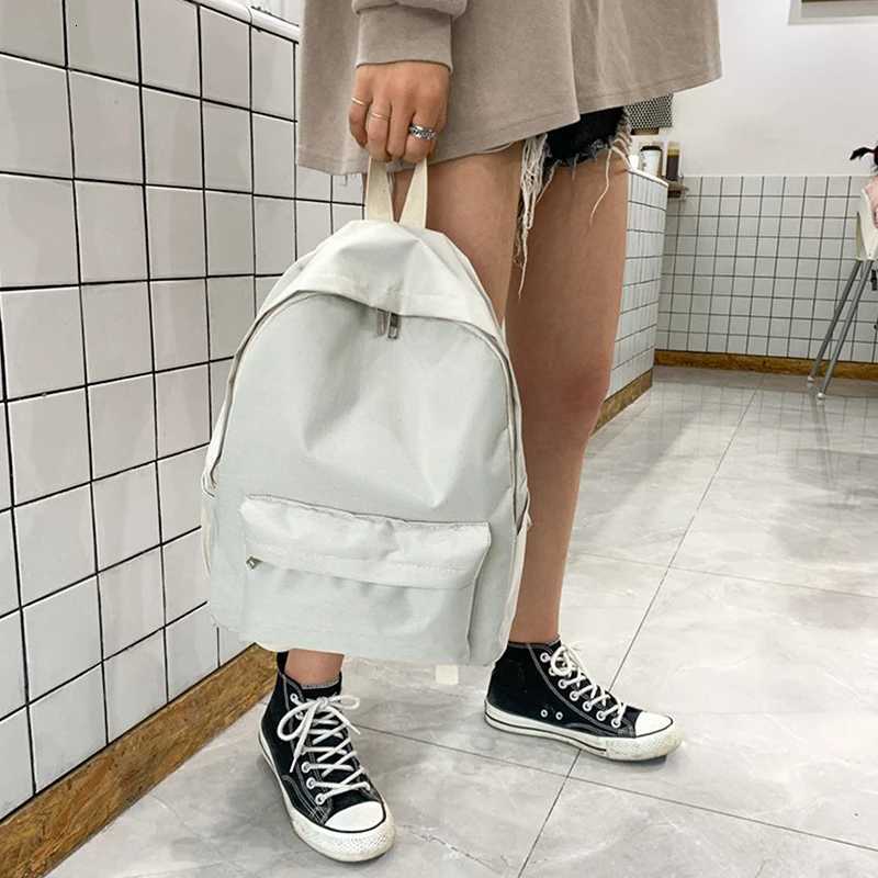 Korean Fashion Solid Backpack Student Schoolbag Women Men Large Capacity Travel Bag Fashion BackpackW251114