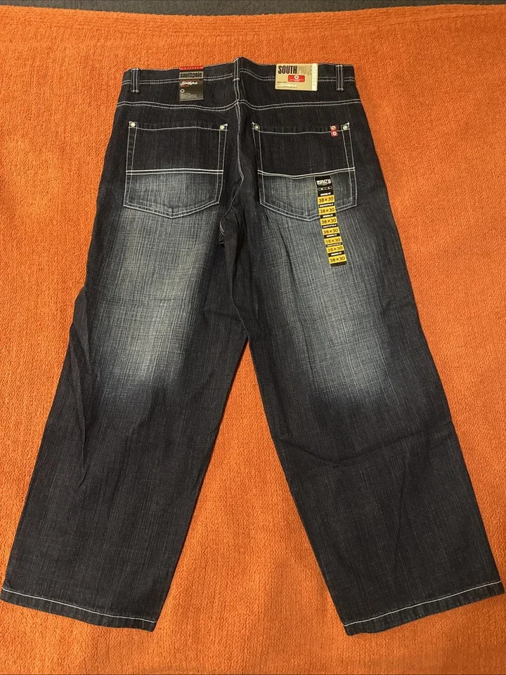 Street South Pole Style Embroidery Men Jeans Harajuku Straight Wide Leg Pants Hip Hop Retro Joker couple Baggy jeans 250414 - view 7