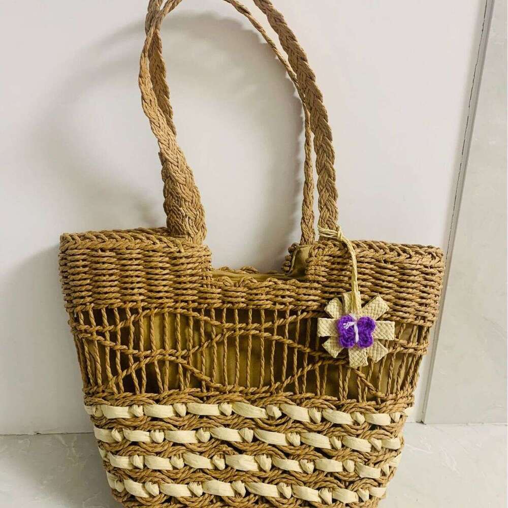 Handmade Beach Bag Hollow Handheld New Tassel One Shoulder Straw Woven Holiday Style Beach Women's Bag Kq2